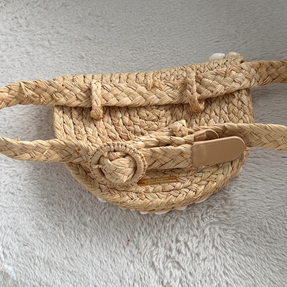 ZIMMERMANN Embroidered Raffia Belt Bag in Natural - Picture 3 of 8